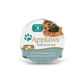 Applaws Potes sardina caballa en caldo, sabor natural para gatos activos.