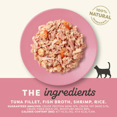 Proteína real: atún con camarones para satisfacer al gato