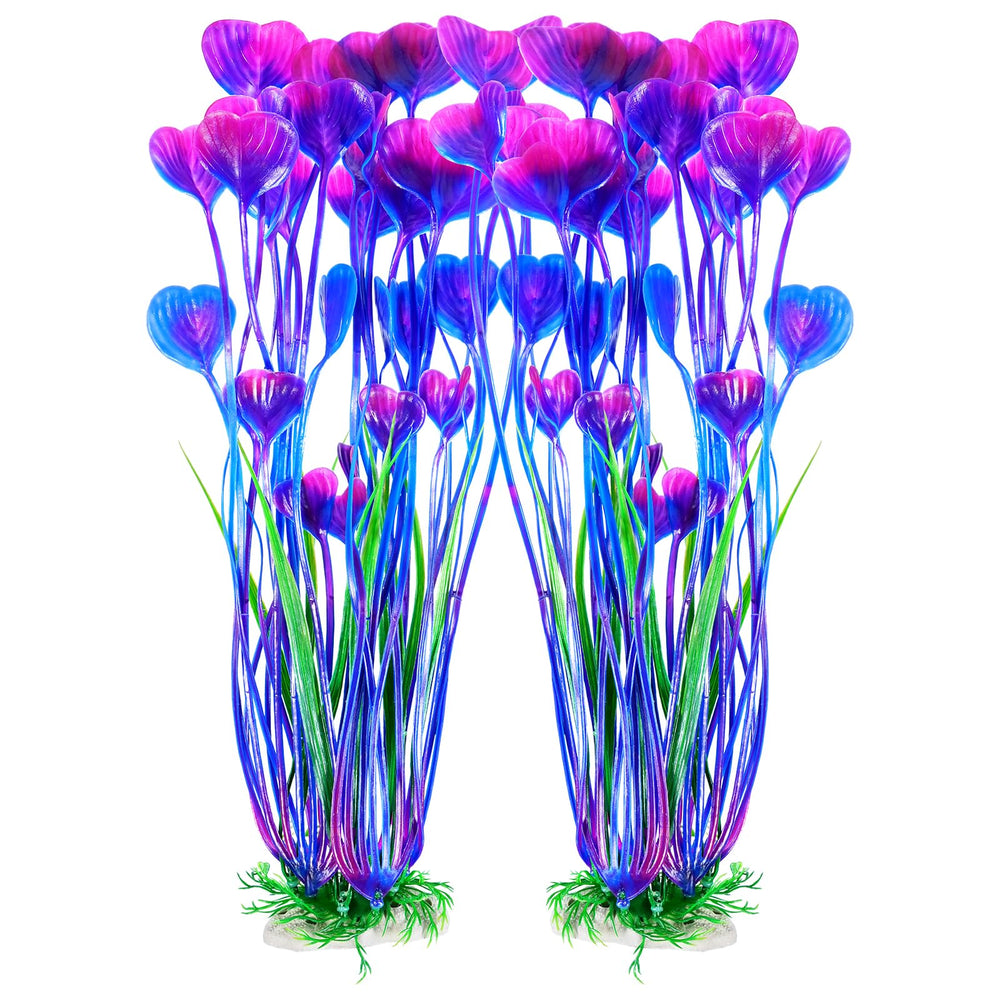 AQUANEAT plantas artificiales para acuario de 15,5 pulgadas moradas embellecen el tanque