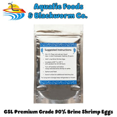 Frasco de 25 g de huevos de artemia de Aquatic Foods Inc. de alta calidad.