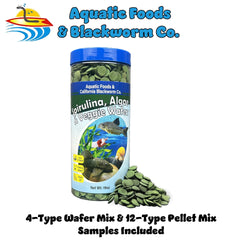 Galletas de Aquatic Foods Inc. espirulina-algas-vegetales flotando, alimento suave para peces de acuario