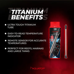 Ajuste de temperatura cómodo con Aquatop, adecuado para tortugas y peces grandes.