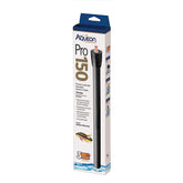Aqueon calentador ajustable 50W visto de frente, ideal para mantener temperatura estable en acuario.