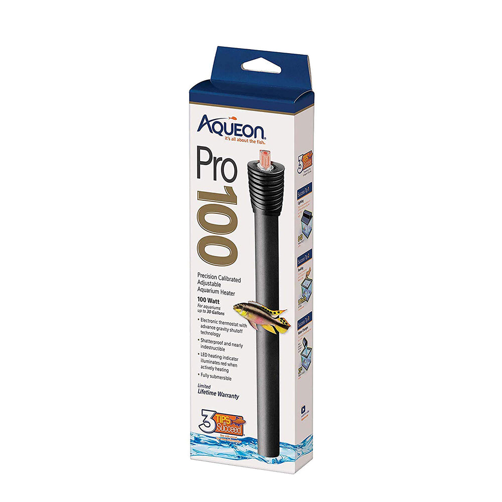 Aqueon Pro 100 calentador submersible visto frontal para acuarios compactos
