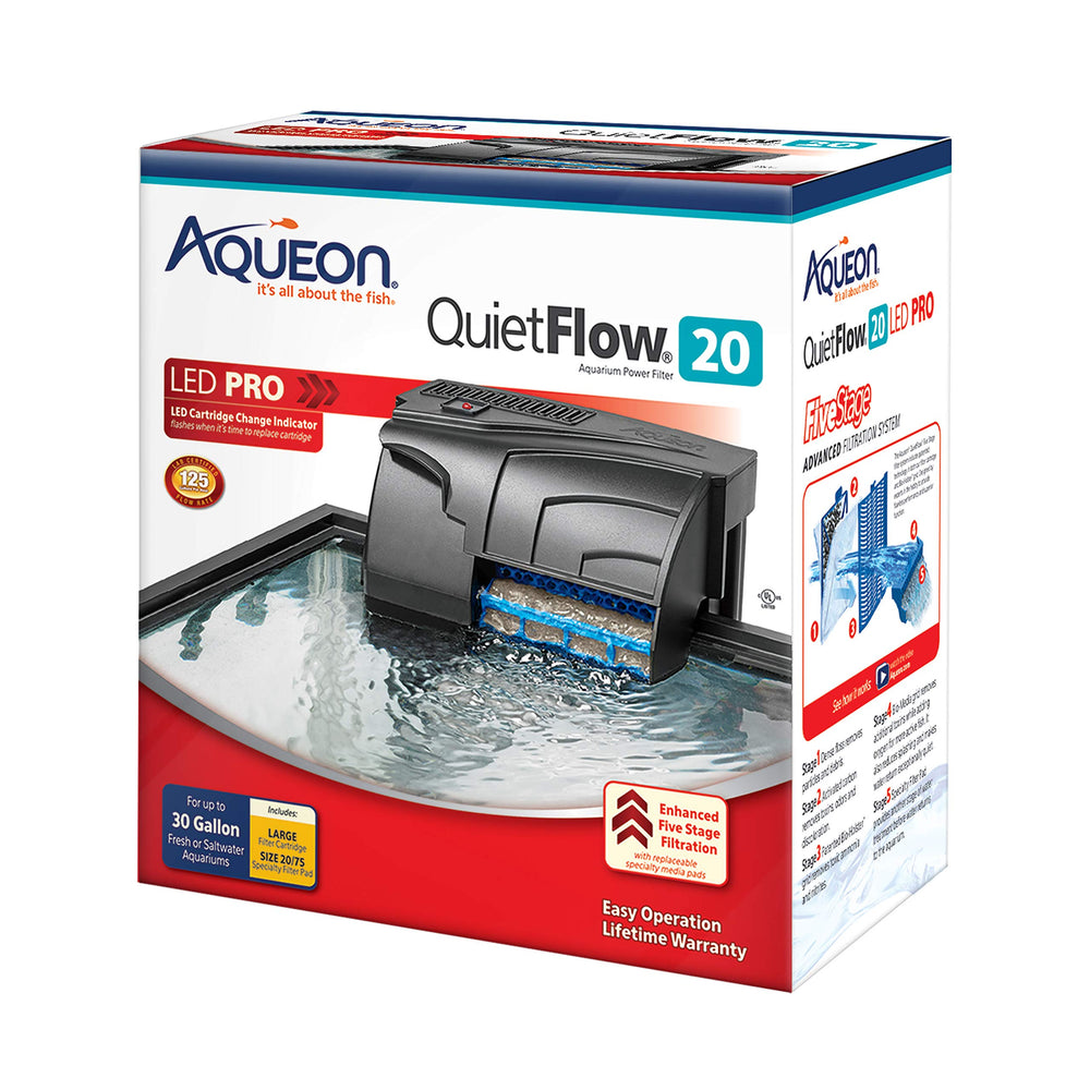 Aqueon QuietFlow 20 LED PRO filtración en agua para acuarios de hasta 30 galones