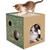 ARGOPET Casa de Cartón para Gatos: vivienda de dos pisos para juego dentro del hogar.