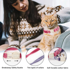 Collar Aring Pet Velvet rosa, campana incluida para localizar al gato
