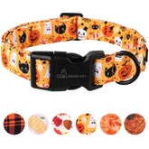 Collar Aring Pet Halloween Calabaza, cómodo para perros pequeños durante fiestas.