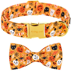 Aring Pet collar con lazo Halloween, vista frontal; ideal para lucir en paseos
