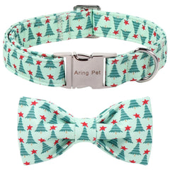 Collar Aring Pet con lazo navideño verde para paseos festivos.