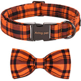 Collar Aring Pet con lazo calabaza naranja, cómodo para paseos diarios