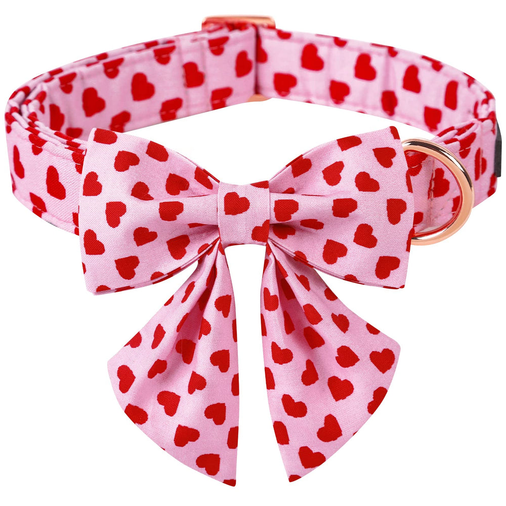 Collar Aring Pet con corazón rosa y lazo marinero, ideal para paseos diarios