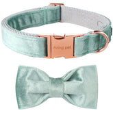 Aring Pet collar de terciopelo con lazo verde para un look elegante y cómodo