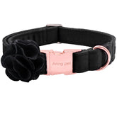 Collar ARING PET negro con flor desmontable para estilos diarios.