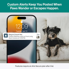 Arlo Essential alerta personalizada de detección inteligente para eventos relevantes.