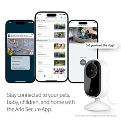 Arlo Essential cámara interior transmite en vivo para ver lo que ocurre desde cualquier lugar.