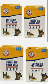 Bolsas Arm & Hammer para desechos caninos con tapa giratoria, ideales para paseos limpios.
