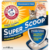 Arm & Hammer Super Scoop sin fragancia: empaque visible y grumos firmes para eliminar olores