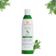 Aroma Paws shampoo para perros, botella frontal, limpieza suave y aroma fresco.