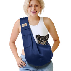 Artisome Sling para perro con cierre de seguridad durante el transporte.