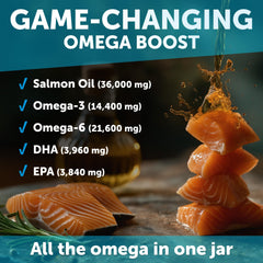 Artullano Omega 3 para perros, caja muestra dosis diarias fáciles.