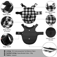 ASENKU chaqueta reversible para perros con cuadros, opción de estilo doble.