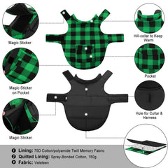 ASENKU chaqueta para perro verde a cuadros, espalda, estilo reversible
