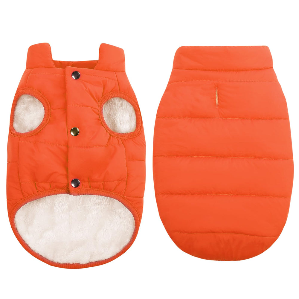 ASENKU chaqueta de invierno impermeable para perro en color naranja, ideal para salidas al aire libre.