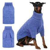 ASENKU suéter azul para perros grandes con cuello alto, ideal para el invierno.