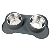 AsFrost cuencos dobles de acero inoxidable para perro, diseño durable para comida y agua