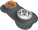 AsFrost tazones dobles para perro y gato en acero inoxidable, opción sin derrames.