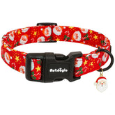Astdogio collar navideño con Santa, estrella y bastón, ideal para fotos festivas.