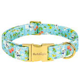 Collar Astdogio para perros pequeños con conejito blanco en azul, ideal para fotos de Pascua.