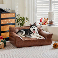 ATJafurn cama para perro cuero elevadas, soporte cómodo para perros grandes.