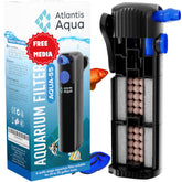 Filtro submersible Atlantis Aqua en el acuario, agua limpia y clara