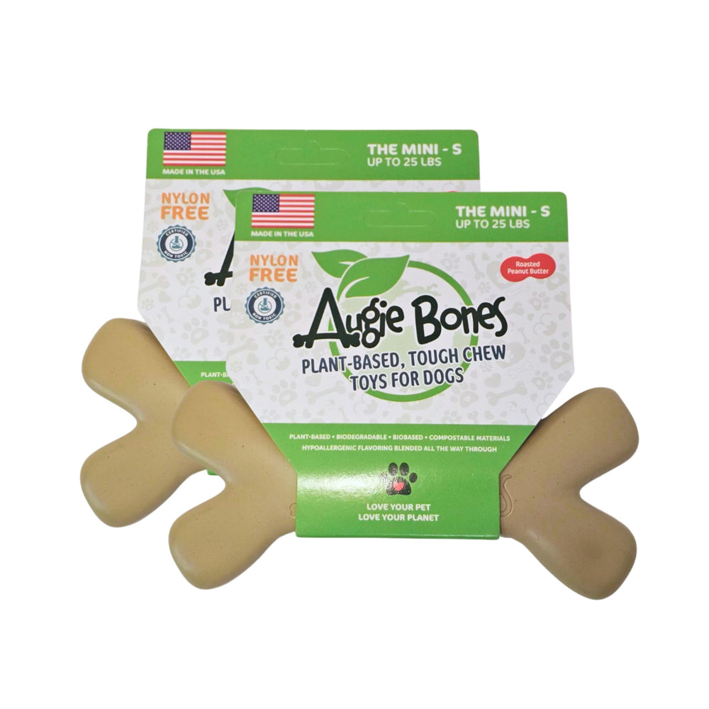 Augie Bones: paquete de dos juguetes para perros, duraderos y seguros para mordidas intensas