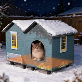 AUPETEK casa-gato-calentada, refugio cálido para gatos en interior y exterior