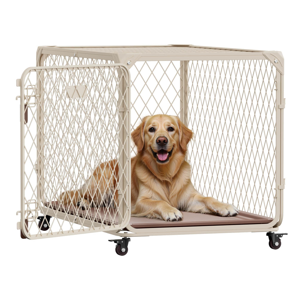 Jaula Aurapaws para perro de 36 pulgadas con malla diamante, seguridad y confort.