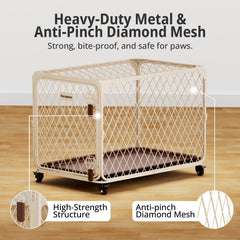 Aurapaws jaula con ruedas bloqueables 360°, movilidad dentro y fuera de casa
