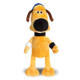 Peluche Bitzer de Aurora, pelaje marrón y gorro azul, abrazo suave.