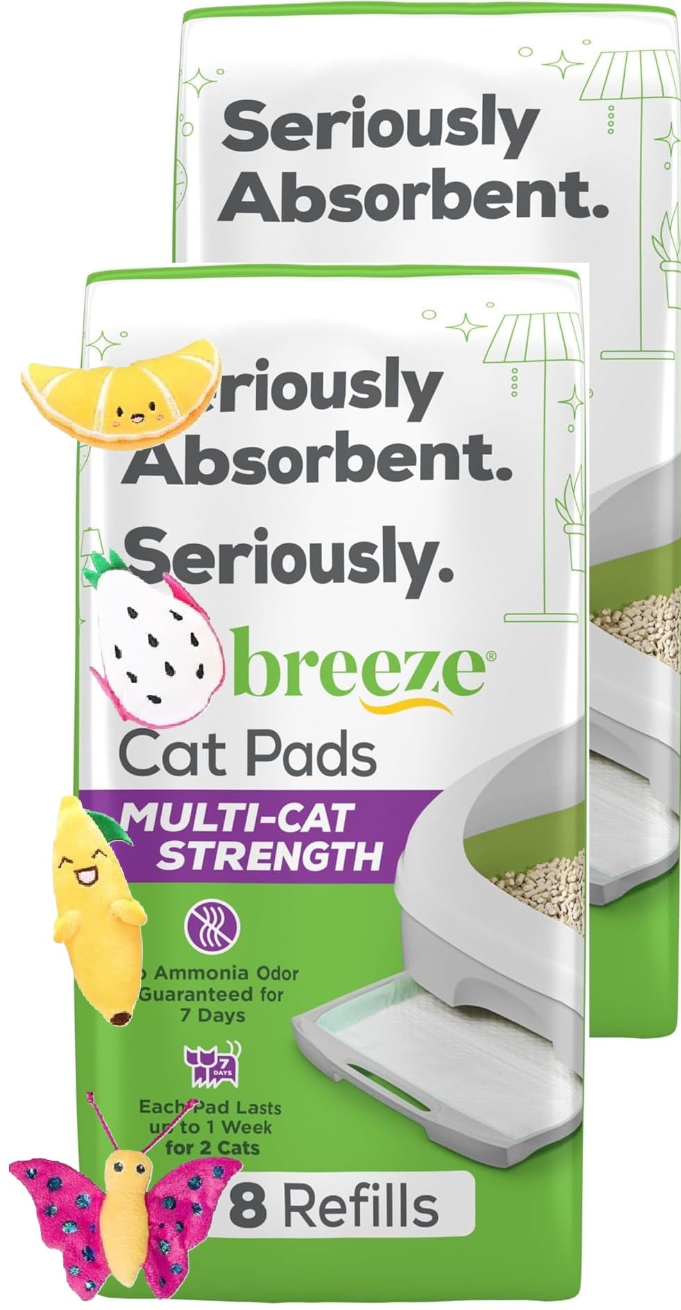 Almohadillas Aurora Pet Tidy Breeze para varios gatos con alta absorción.