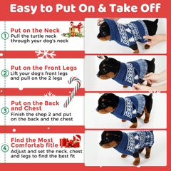 Sudadera navideña AURUZA para perro azul talla S, diseño sin mangas.