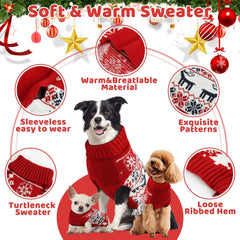 Sudadera navidad AURUZA para perro grande con cuello alto, diseño cálido para días fríos