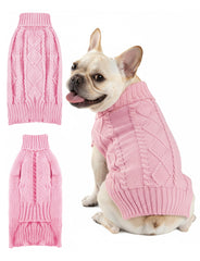 AURUZA sudadera para perros con cuello alto y tejido grueso, ideal para días fríos.