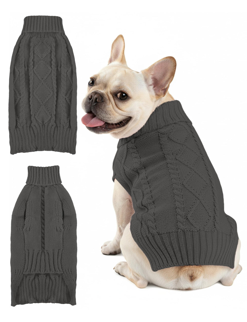 AURUZA suéter para mascota con cuello alto, abrigo cálido para paseos fríos.