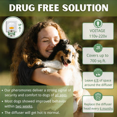 Difusor AutumnNest de acción rápida para perros, apoyo ante ruidos.