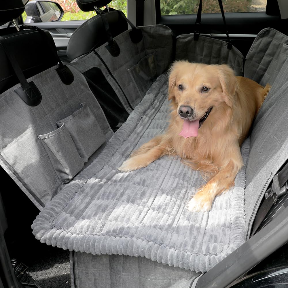 Awjcsv funda de asiento trasero para perro, protege la tapicería y mantiene cómodo al perro.