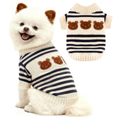 AXIIJGL suéter para perros pequeños con rayas y oso, perfecto para paseos con estilo.