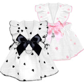 Vestido AXIIJGL para perro pequeño con lazo rosa, cómodo para paseos.