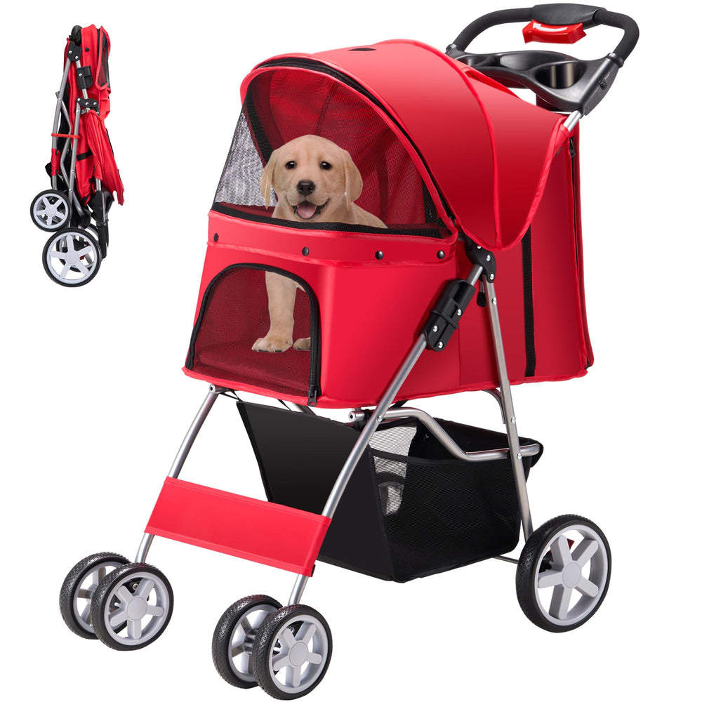 Azaeahom Carrito de mascotas con ruedas 4, plegable para salidas cómodas.